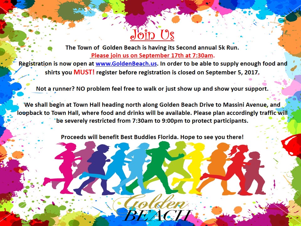 Click Image To Register For The Town Of Golden Beach 5k Run Click Image To Register For The Town Of Golden Beach 5k Run